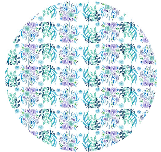 Motif aquarelle fleurs couleurs froides papier peint CatMat